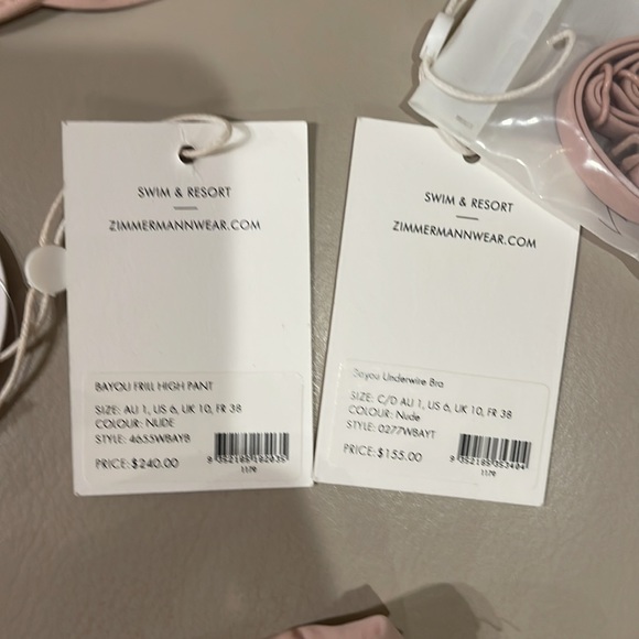 Zimmermann ruffle trim top and bottoms swimsuit sz AU 1 - Picture 9 of 13